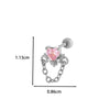 Wholesale Ear Bone Nail Copper Inlaid Zircon Stainless Steel Princess Style Heart Pattern Electroplated For Women
