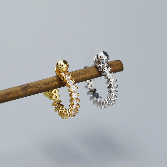 Wholesale Ear Bone Nail S925 Silver Geometric Ushaped Microinsert Puncture Earrings For Women