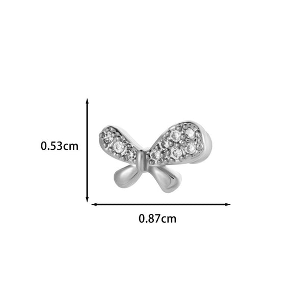 Wholesale Ear Bone Nail Stainless Steel Copper Inlaid Zircon Girlish Butterfly Bow Heart Pattern Electroplated