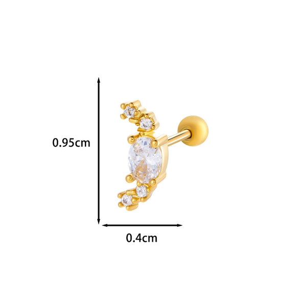 Wholesale Ear Bone Nail Stainless Steel Copper Inlaid Zircon Girlish Butterfly Bow Heart Pattern Electroplated