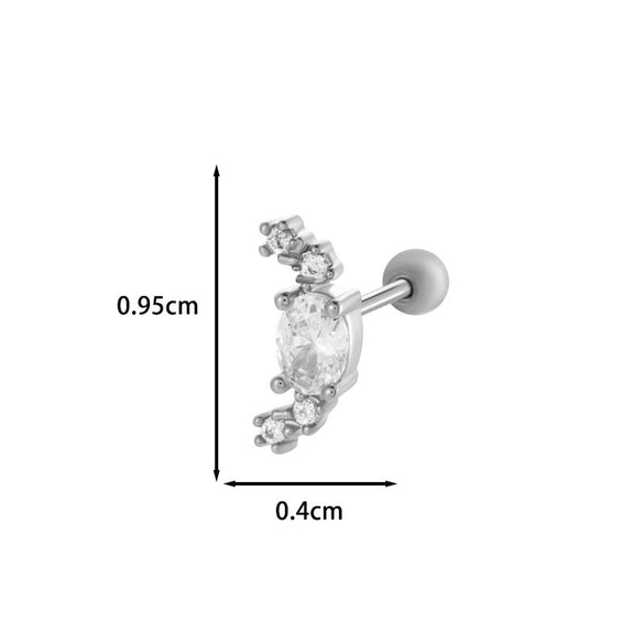 Wholesale Ear Bone Nail Stainless Steel Copper Inlaid Zircon Girlish Butterfly Bow Heart Pattern Electroplated