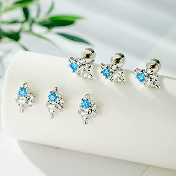 Wholesale Ear Bone Piercing Fashion Ol Style Conch Shape Metal Microinlaid Zircon Electroplated