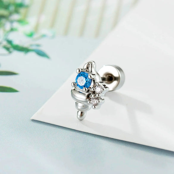 Wholesale Ear Bone Piercing Fashion Ol Style Conch Shape Metal Microinlaid Zircon Electroplated