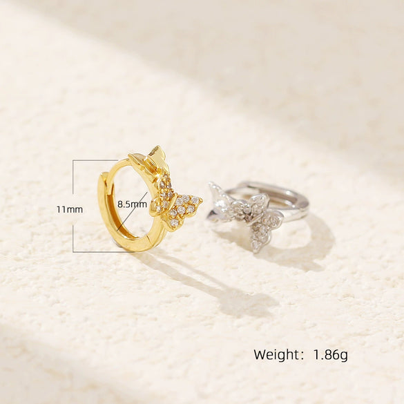 Wholesale Ear Buckle S925 Silver Insects Style Butterfly Earrings Electroplated Women's Ear Accessories
