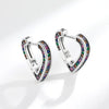 Wholesale Ear Buckle S925 Sterling Silver Copper Rainbow Zircon Love Heart Electroplated Fashion Light Luxury Women's Style