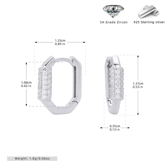 Wholesale Ear Buckle 925 Sterling Silver Inlaid Zircon Geometric Design For Women