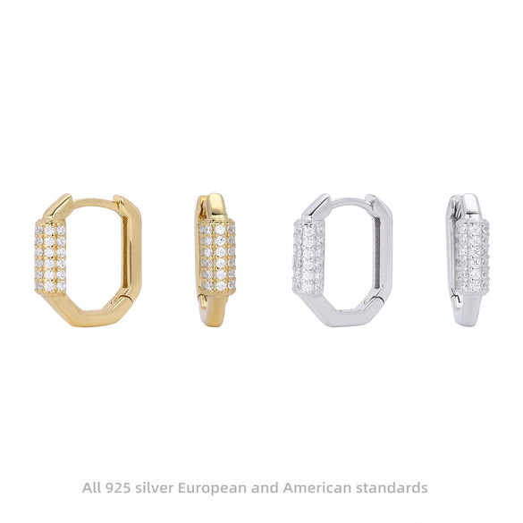 Wholesale Ear Buckle 925 Sterling Silver Inlaid Zircon Geometric Design For Women