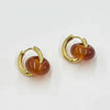 Wholesale Ear Buckles Natural Agate Jade Round Titanium Steel And Stainless Steel Ushaped Electroplated Light Luxury Niche Simple Style