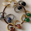 Wholesale Ear Buckles Natural Agate Jade Round Titanium Steel And Stainless Steel Ushaped Electroplated Light Luxury Niche Simple Style