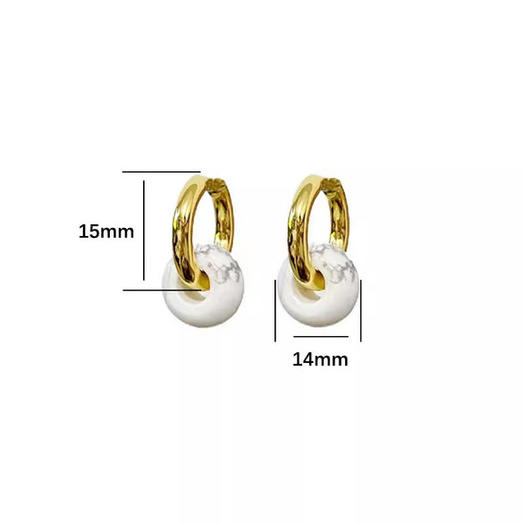 Wholesale Ear Buckles Natural Agate Jade Round Titanium Steel And Stainless Steel Ushaped Electroplated Light Luxury Niche Simple Style