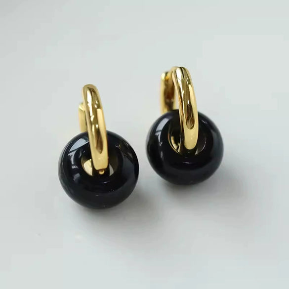 Wholesale Ear Buckles Natural Agate Jade U Shaped Stainless Steel Electroplated Light Luxury Niche Simple