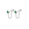 Wholesale Ear Clip Earrings Stainless Steel Real Gold Plated Green Zircon Fivepointed Star Distinctive Fashion