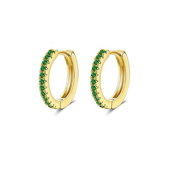 Wholesale Ear Clip Earrings Stainless Steel Real Gold Plated Green Zircon Fivepointed Star Distinctive Fashion