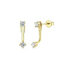 Wholesale Ear Clip Earrings Stainless Steel Real Gold Plated Green Zircon Fivepointed Star Distinctive Fashion