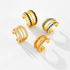 Wholesale Ear Clip S925 Sterling Silver Double Row Geometric Ear Clip Electroplated 18K Gold For Women