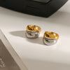 Wholesale Ear Clip Stainless Steel Gold And Silver Color Matching Double Layer Hollow Geometric Electroplated Women's Jewelry