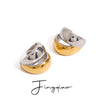 Wholesale Ear Clip Stainless Steel Gold And Silver Color Matching Double Layer Hollow Geometric Electroplated Women's Jewelry