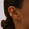 Wholesale Ear Clip Stainless Steel Gold And Silver Color Matching Double Layer Hollow Geometric Electroplated Women's Jewelry