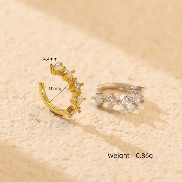 Wholesale Ear Clips S925 Silver Geometric Diamond Style For Women