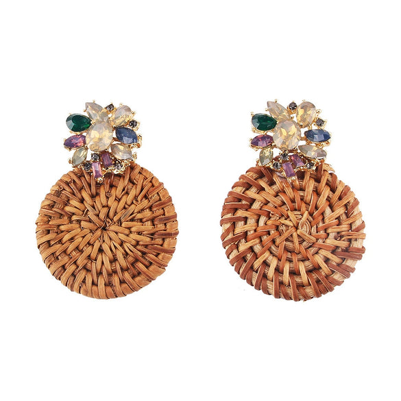 Wholesale Ear Jewelry Bamboo Woven Geometric Diamond Design