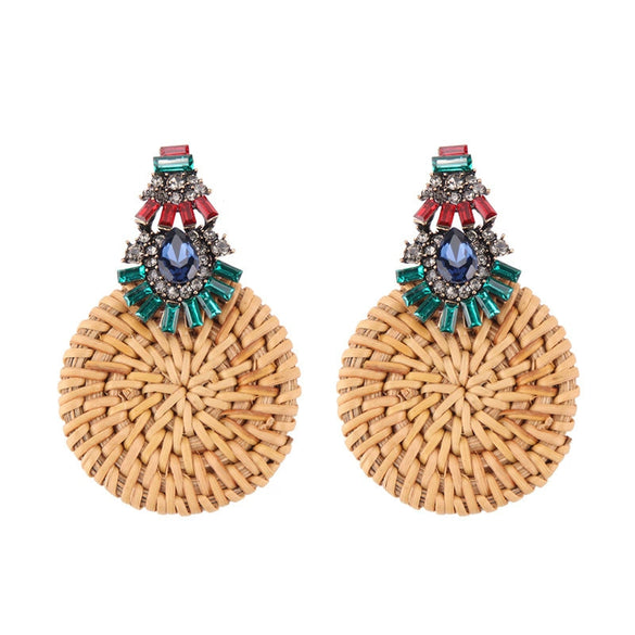 Wholesale Ear Jewelry Bamboo Woven Geometric Diamond Design