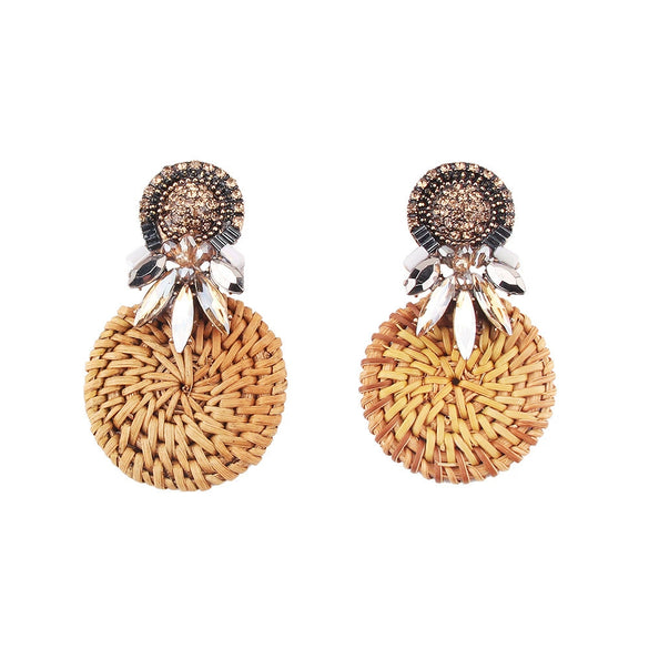 Wholesale Ear Jewelry Bamboo Woven Geometric Diamond Design