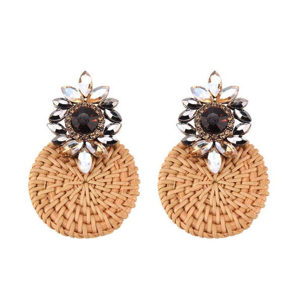 Wholesale Ear Jewelry Bamboo Woven Geometric Diamond Design