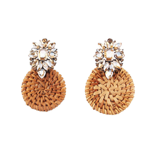 Wholesale Ear Jewelry Bamboo Woven Geometric Diamond Design