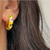 Wholesale Ear Jewelry Copper 14K Gold Ear Needle Flower Pattern Dripping Oil Process