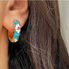 Wholesale Ear Jewelry Copper 14K Gold Ear Needle Flower Pattern Dripping Oil Process