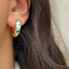 Wholesale Ear Jewelry Copper 14K Gold Ear Needle Flower Pattern Dripping Oil Process
