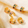 Wholesale Ear Jewelry Copper Material Microinlaid Colored Glass Stone Geometric Style Electroplated For Women