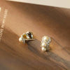 Wholesale Ear Jewelry French Retro Style Geometric Cshaped Copper Electroplating Zircon Pearl Earrings