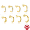 Wholesale Ear Jewelry S925 Sterling Silver Microinlaid Zircon Geometric Cartilage Flat Head Spiral Puncture Environmentally Friendly Plating Unisex