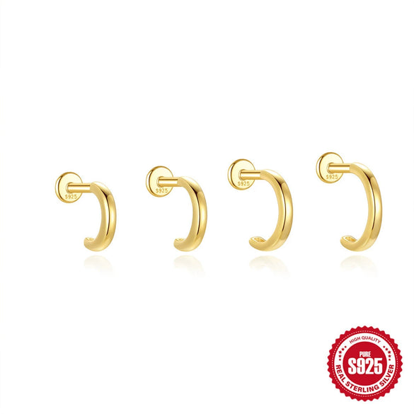 Wholesale Ear Jewelry S925 Sterling Silver Microinlaid Zircon Geometric Cartilage Flat Head Spiral Puncture Environmentally Friendly Plating Unisex