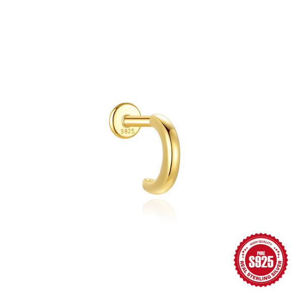 Wholesale Ear Jewelry S925 Sterling Silver Microinlaid Zircon Geometric Cartilage Flat Head Spiral Puncture Environmentally Friendly Plating Unisex