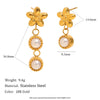 Wholesale Ear Jewelry Stainless Steel 18K Gold Plated Asymmetric Flower Imitation Pearl Earrings