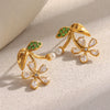 Wholesale Ear Jewelry Stainless Steel 18K Gold Plated Flower Earrings