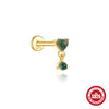 Wholesale Ear Jewelry Sterling Silver Natural Water Grass Agate Inlaid With Diamond Tassel Flat Head Threaded Piercing Geometric Style Environmentally Friendly Electroplated
