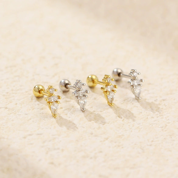 Wholesale Ear Nail S925 Silver Drop Shape Electroplated For Women