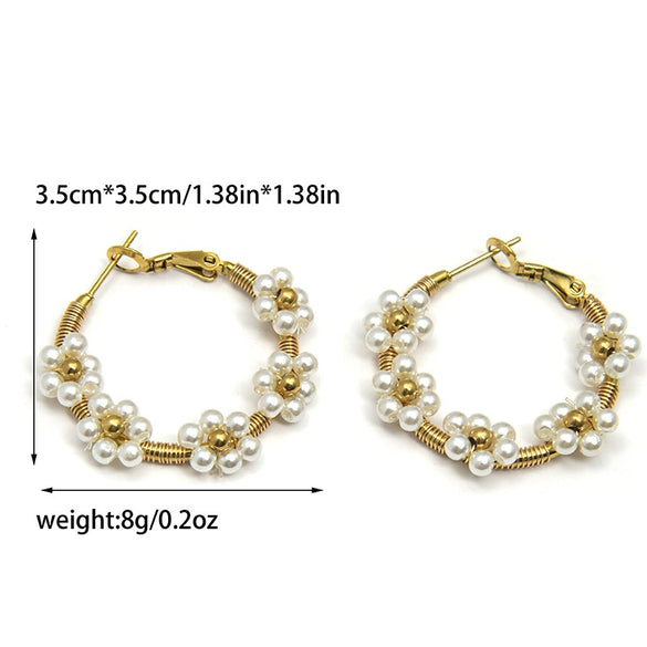 Wholesale Ear Ring Stainless Steel Flower Pattern Titanium Steel Electroplated With Gold