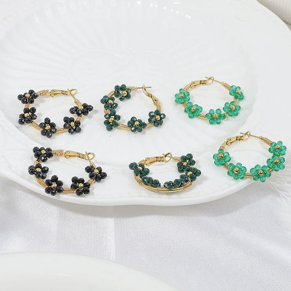 Wholesale Ear Ring Stainless Steel Flower Pattern Titanium Steel Electroplated With Gold