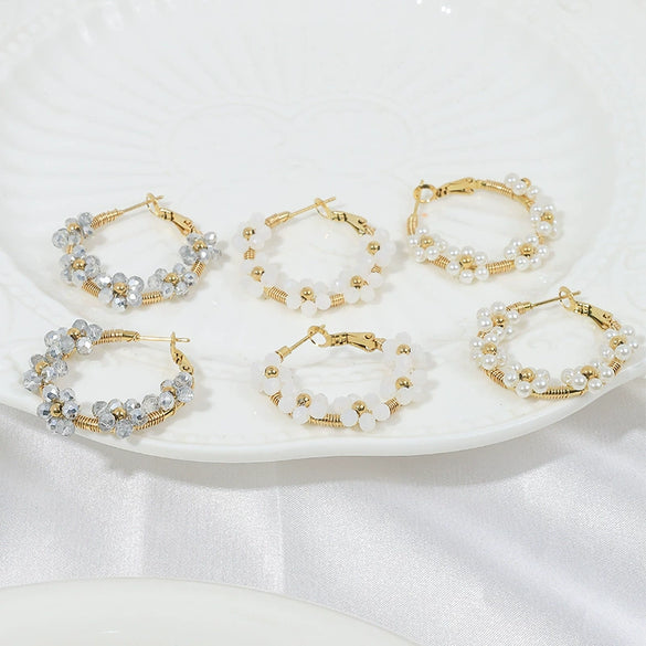 Wholesale Ear Ring Stainless Steel Flower Pattern Titanium Steel Electroplated With Gold