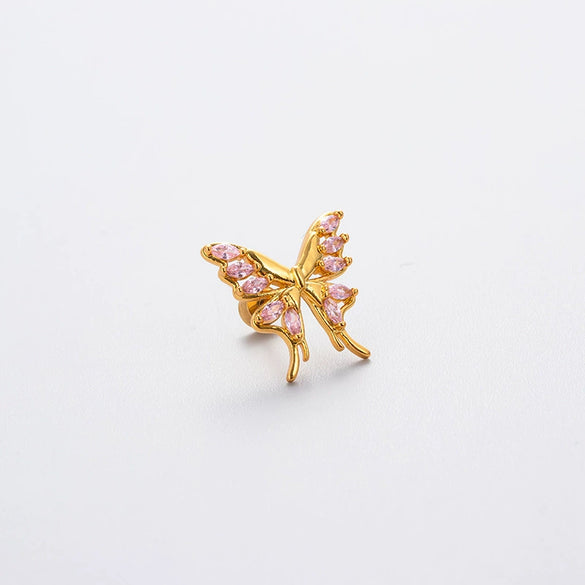 Wholesale Ear Studs Titanium Steel Butterfly Electroplated For Women