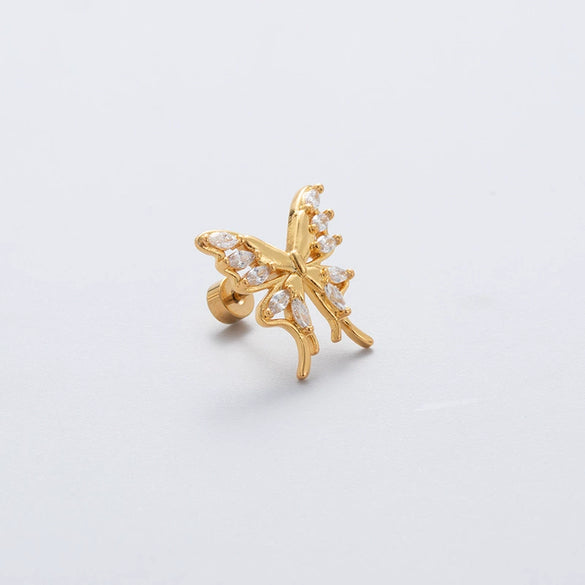 Wholesale Ear Studs Titanium Steel Butterfly Electroplated For Women