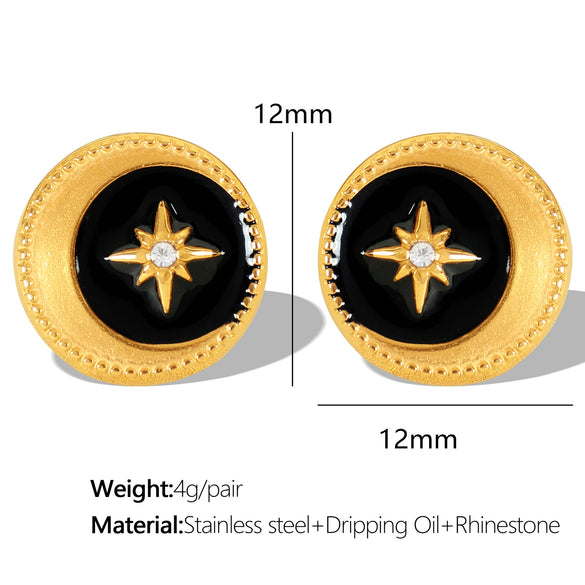 Wholesale Ear Studs 316L Stainless Steel Geometric Dripping Oil Artistic Style