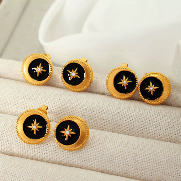 Wholesale Ear Studs 316L Stainless Steel Geometric Dripping Oil Artistic Style