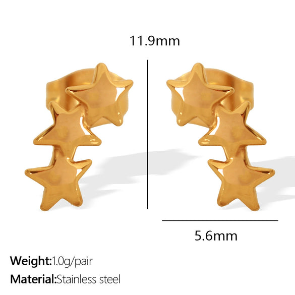 Wholesale Ear Studs 316L Stainless Steel Star Electroplated For Women
