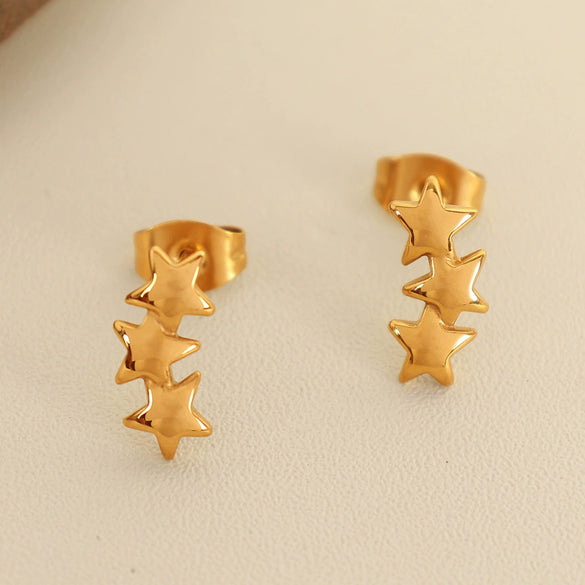 Wholesale Ear Studs 316L Stainless Steel Star Electroplated For Women
