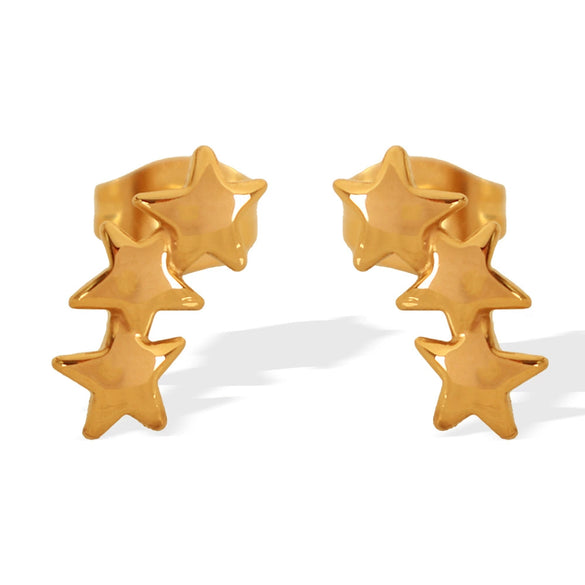 Wholesale Ear Studs 316L Stainless Steel Star Electroplated For Women